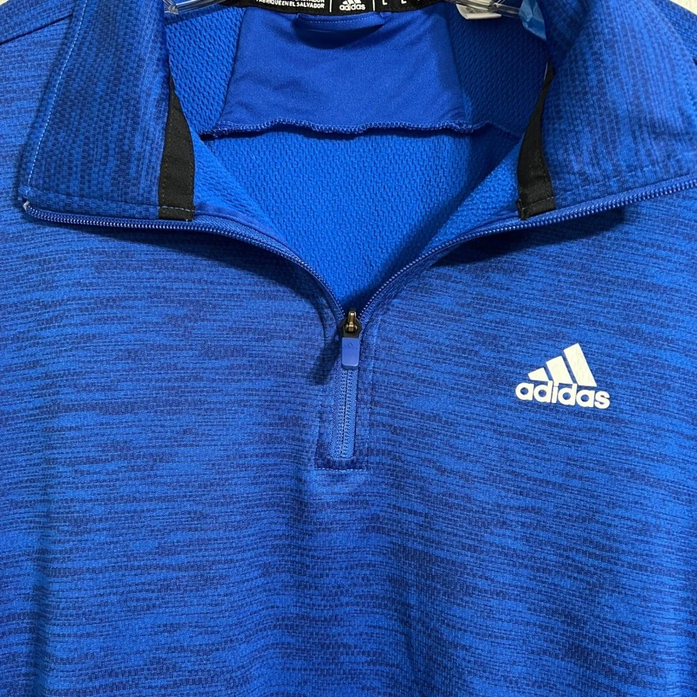 Adidas Climalite‎ Blue 1/4 Zip Pullover Long Sleeve Athletic Shirt Men's L